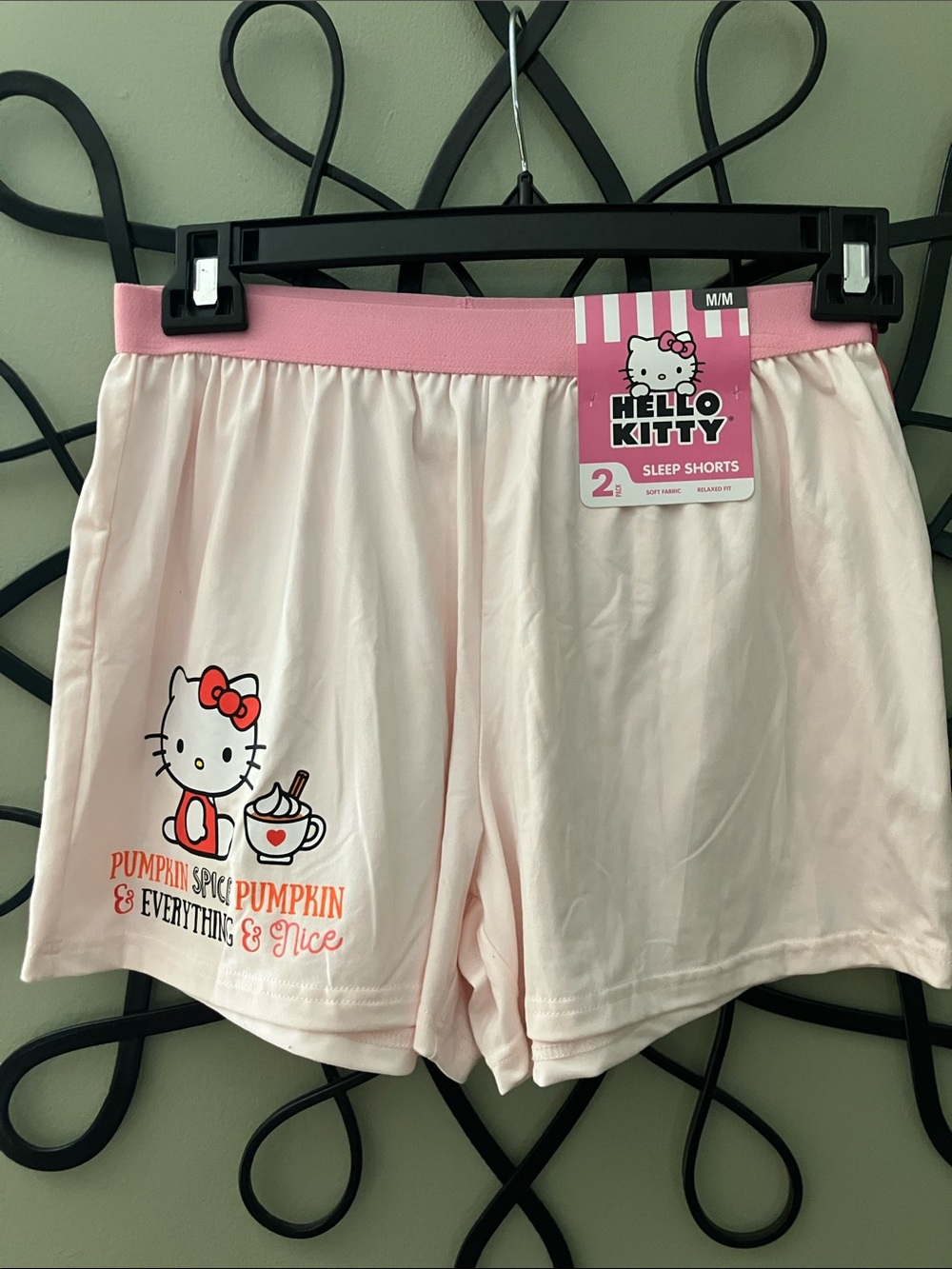 Hello Kitty Pink Pajama Shorts with Pumpkin Graphic